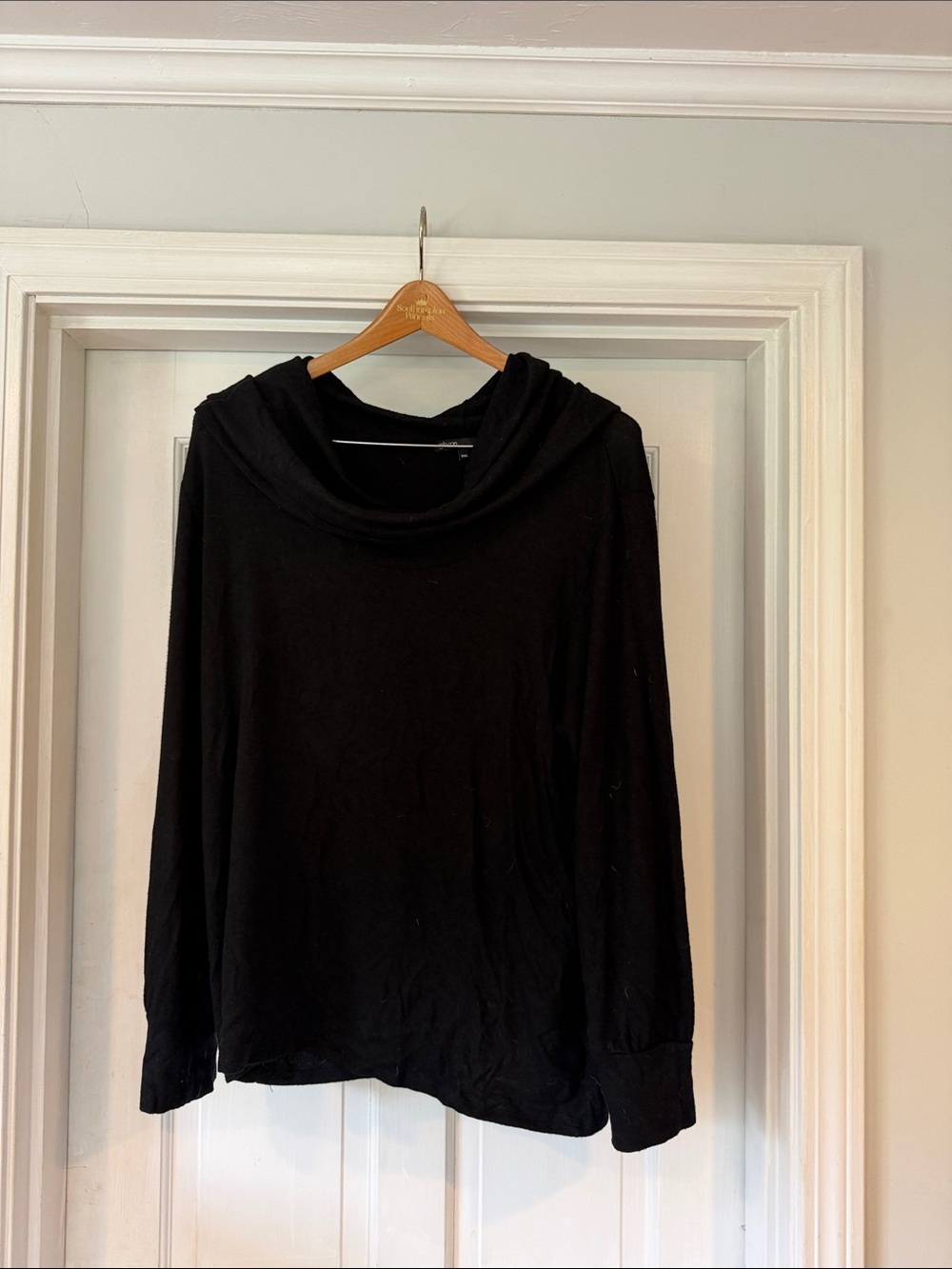 Black Women's cowel neck Long-Sleeve Top